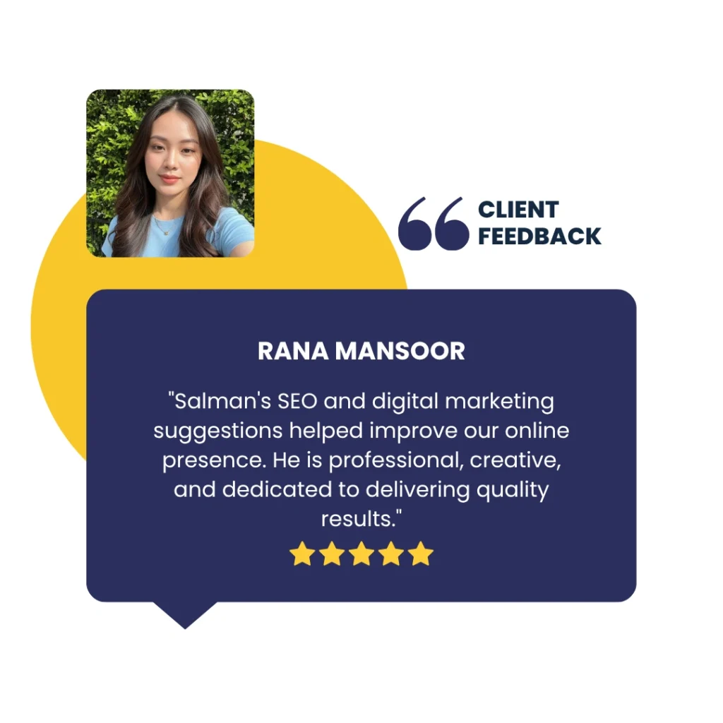 Feedback from one of my clients, Rana mansoor.