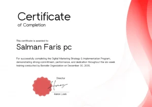 certificate for successfully completed digital marketing at haca