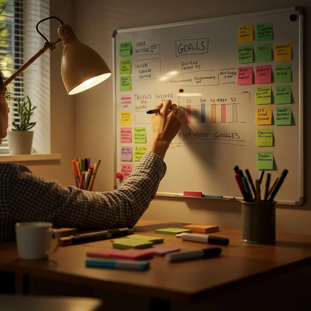 A person noting plans.