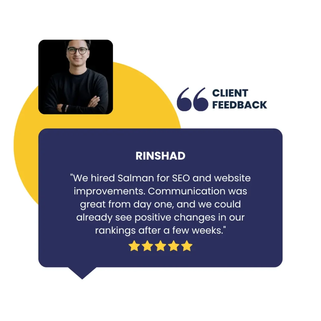 Feedback from one of my clients, Rinshad.